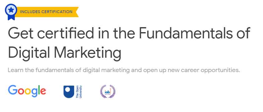 Certification for Fundamentals of Digital Marketing