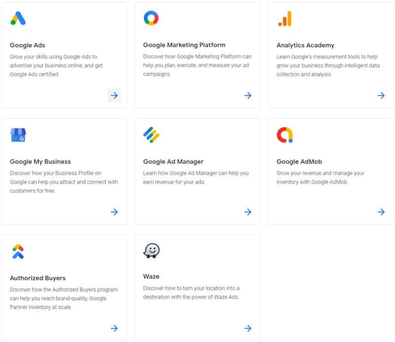 Google Skillshop Product Certification List