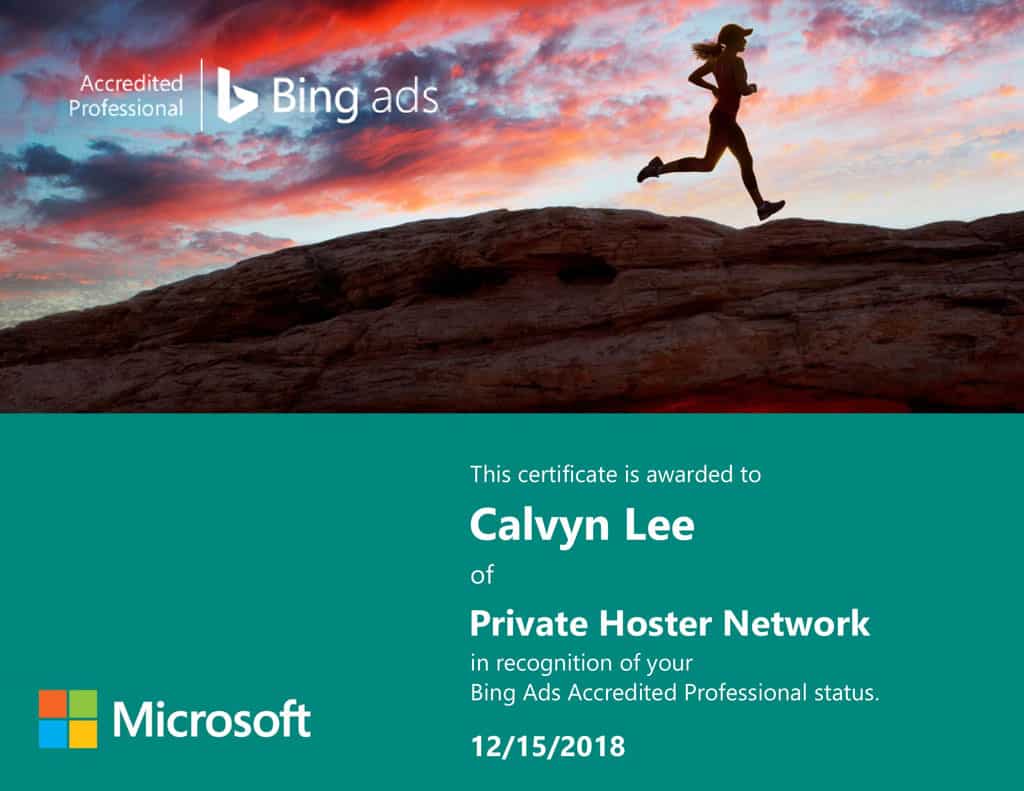 Bing Ads Accredited Professional Certificate