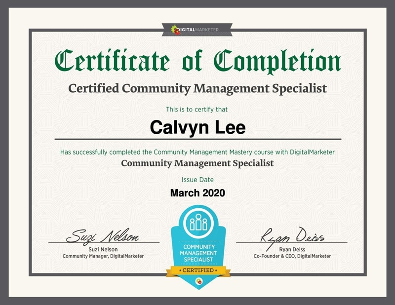 Community Management Specialist Certification