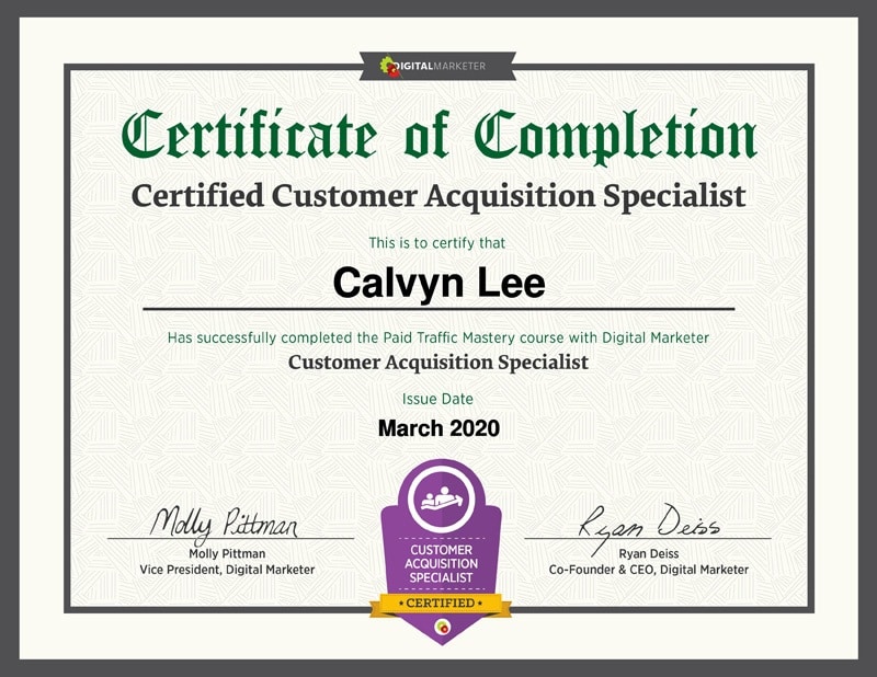 Customer Acquisition Specialist Certification