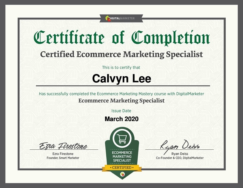 Ecommerce Marketing Specialist Certification