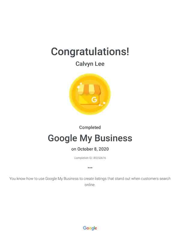 Google My Business Certificate