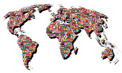 World map with flag