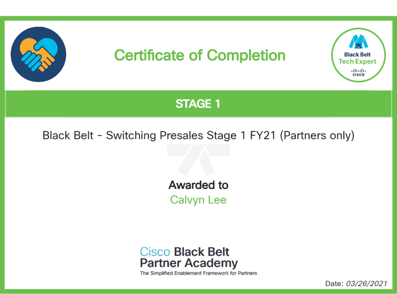 Cisco Blackbelt Switching Certificate