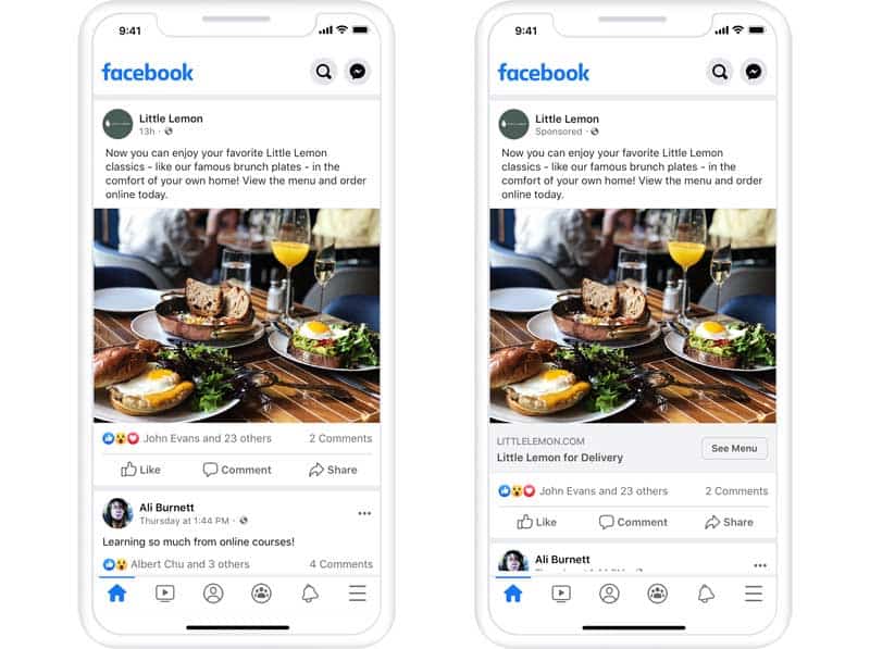 facebook post vs facebook ads