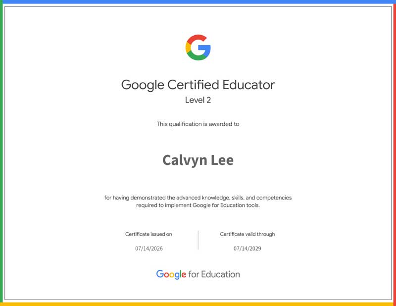 Google-Certified-Educator-Level-2-Calvyn-Lee Google Certified Educator Level 2 Certificate