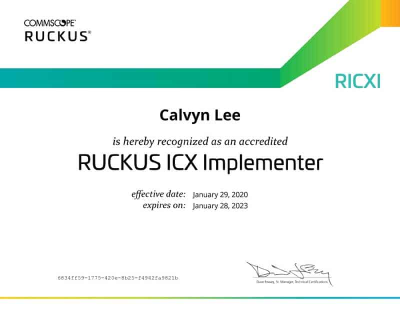 Ruckus ICX Implementor Certificate
