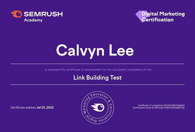 Semrush Link Building Certificate