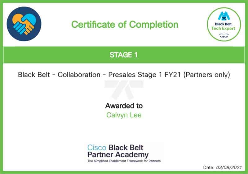 cisco blackbelt collaboration presales stage 1