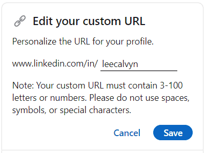 edit linkedin custom url