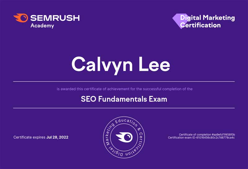 Semrush SEO Fundamentals Certificate